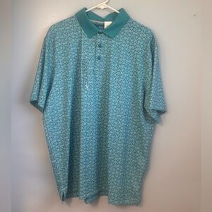 Walter Hagen Teal Floral Patterned Polo Sz XL. NWT